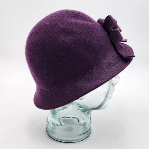 Croft & Barrow Wool Purple Bow Flower Cloche Hat - Picture 3 of 7